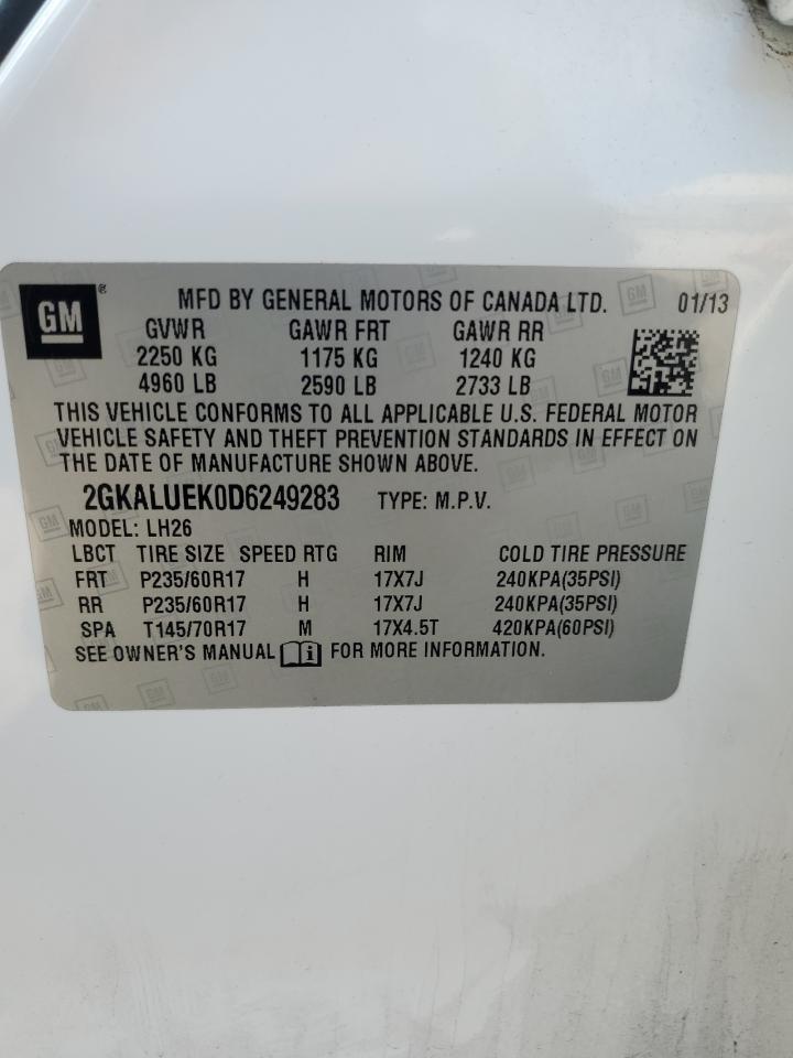 2013 GMC Terrain Slt VIN: 2GKALUEK0D6249283 Lot: 91132665