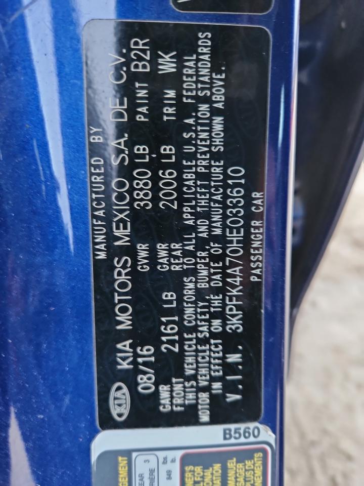 2017 Kia Forte Lx VIN: 3KPFK4A70HE033610 Lot: 93056215