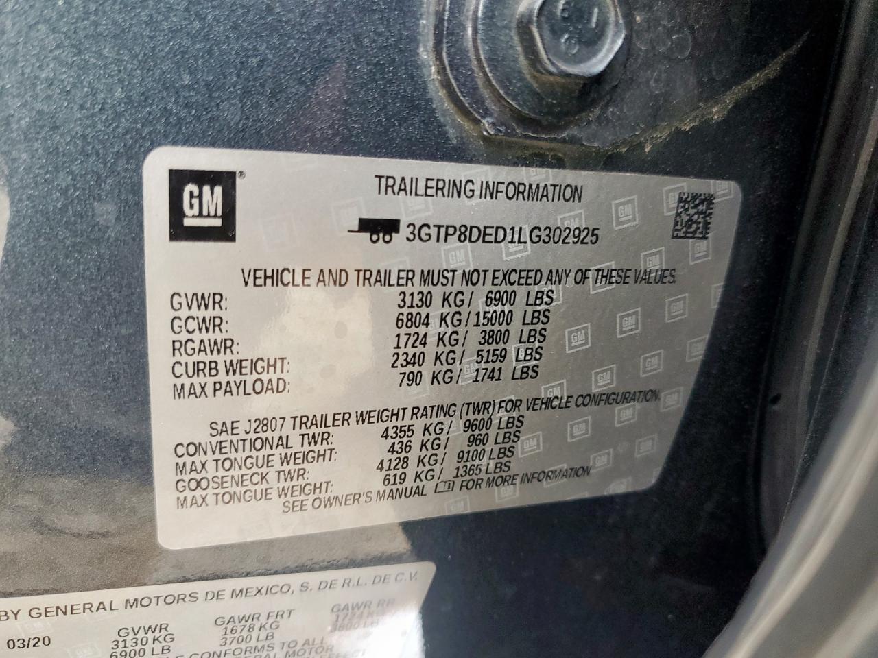 2020 GMC Sierra C1500 Slt VIN: 3GTP8DED1LG302925 Lot: 93521945