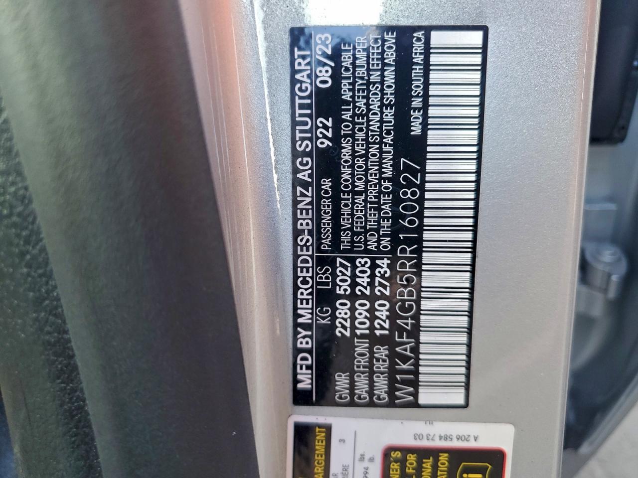 2024 Mercedes-Benz C 300 VIN: W1KAF4GB5RR160827 Lot: 94307075