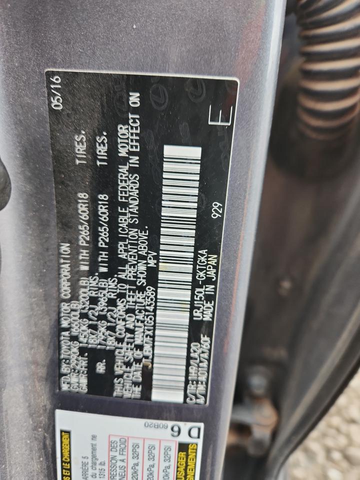 2016 Lexus Gx 460 VIN: JTJBM7FX1G5143589 Lot: 93652385