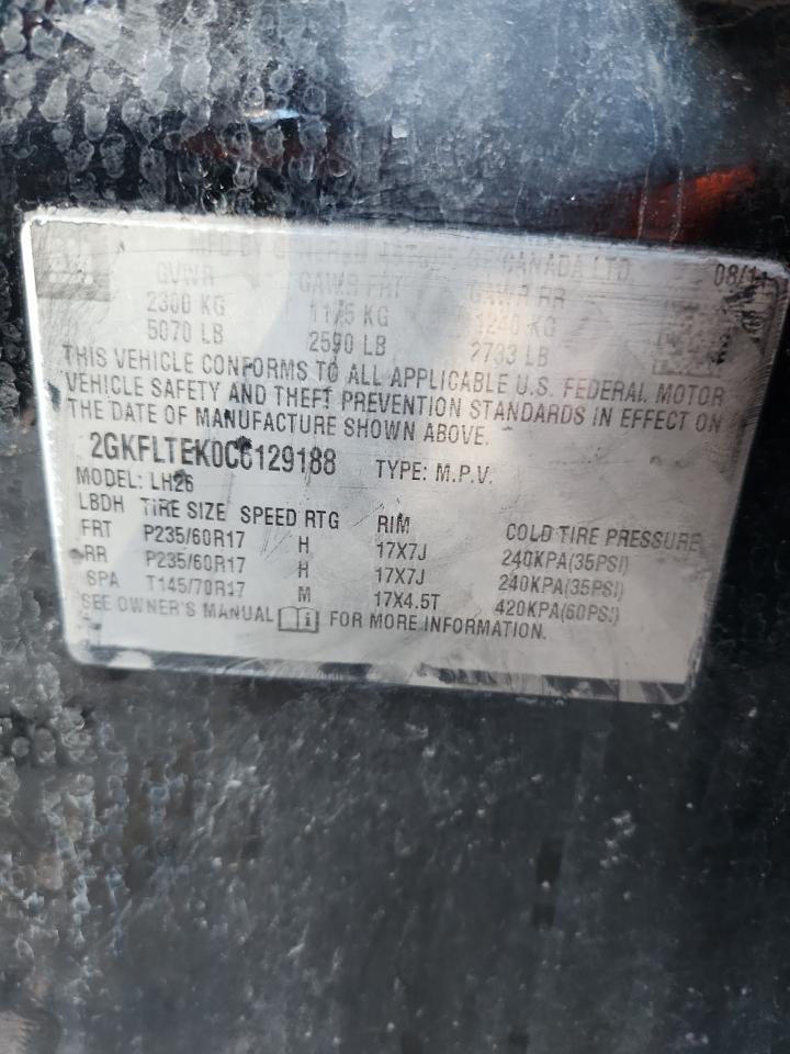 2012 GMC Terrain Sle VIN: 2GKFLTEK0C6129188 Lot: 93243145