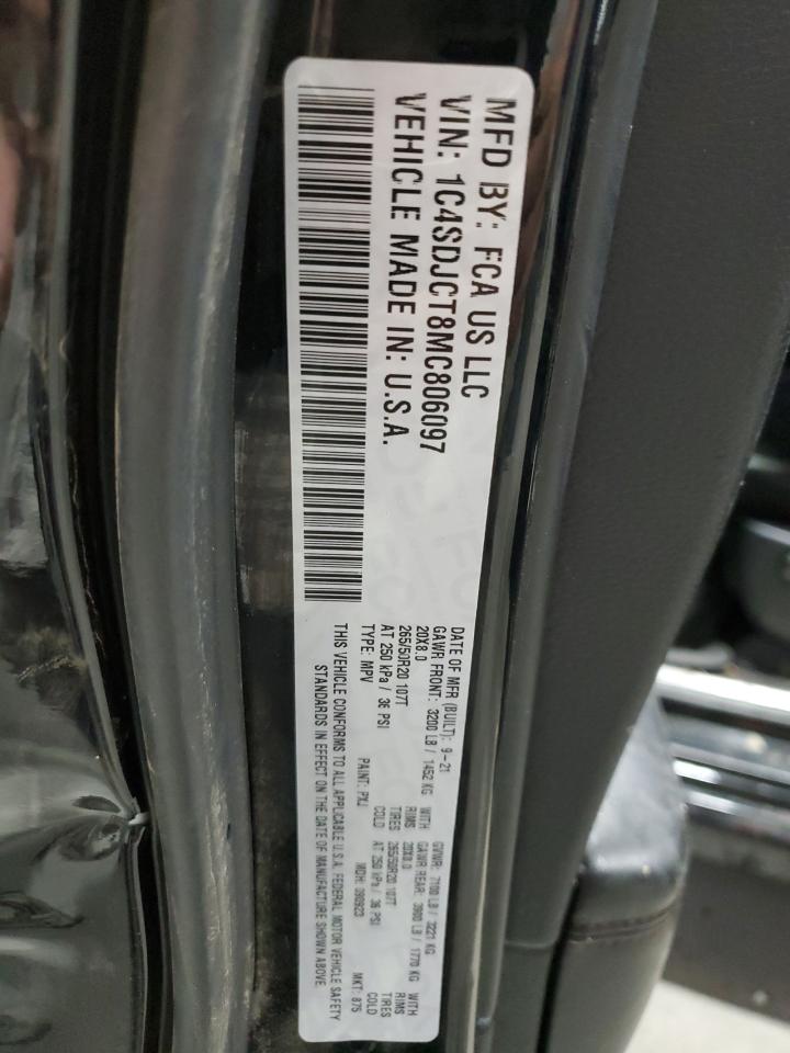 2021 Dodge Durango R/T VIN: 1C4SDJCT8MC806097 Lot: 92278745