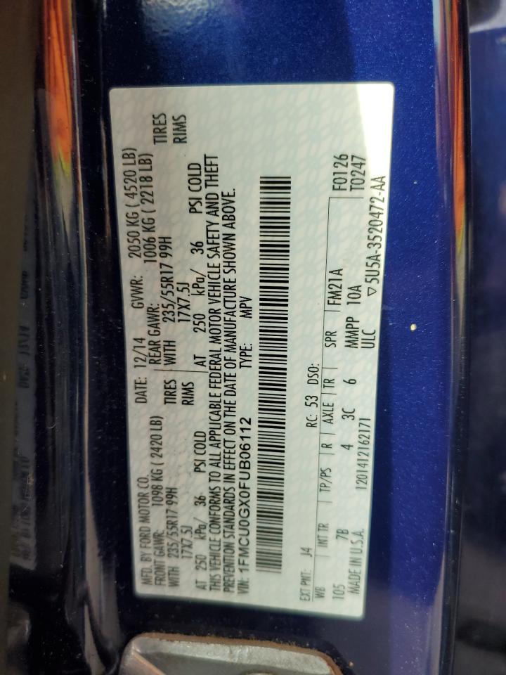 2015 Ford Escape Se VIN: 1FMCU0GX0FUB06112 Lot: 93731535