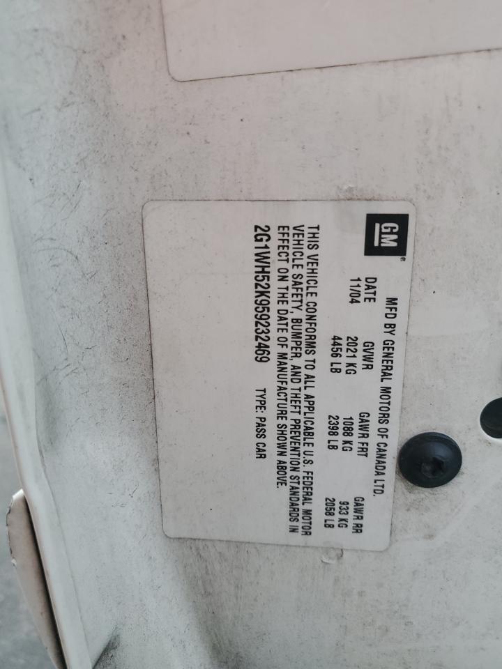 2005 Chevrolet Impala Ls VIN: 2G1WH52K959232469 Lot: 92134255