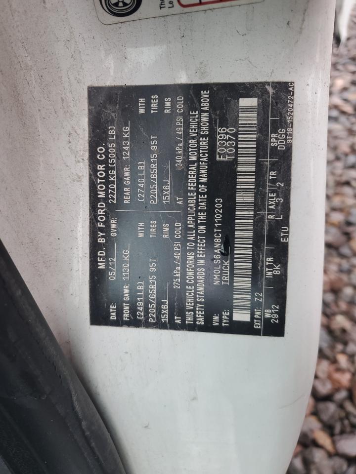 2012 Ford Transit Connect Xl VIN: NM0LS6AN8CT110203 Lot: 92906465