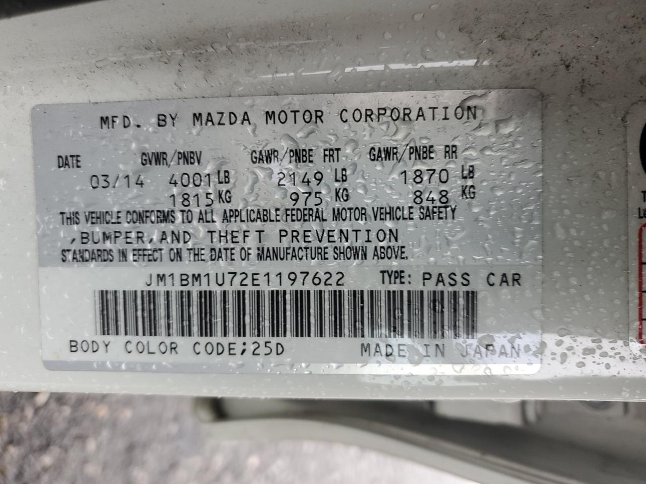 2014 Mazda 3 Sport VIN: JM1BM1U72E1197622 Lot: 93249055