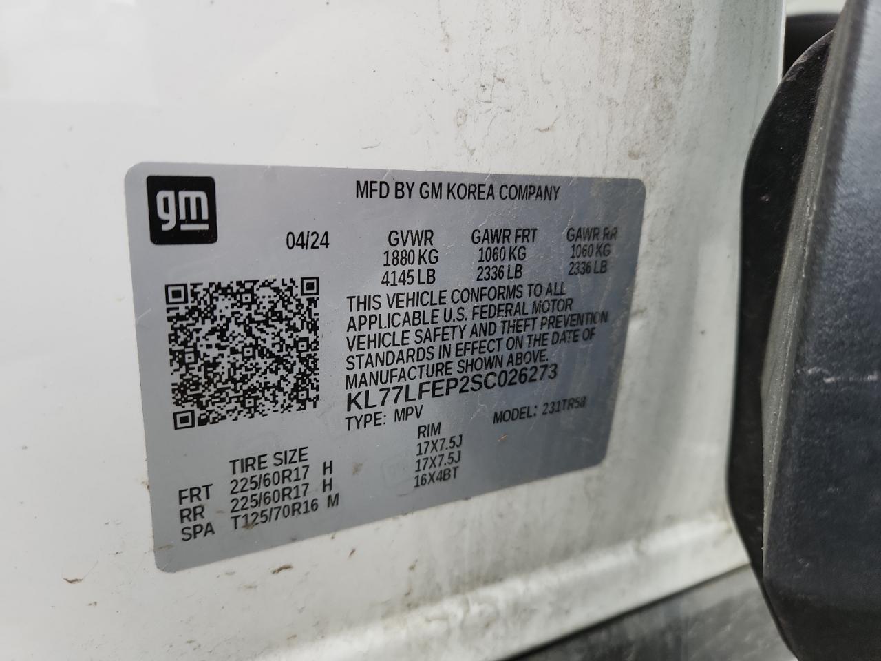 2025 Chevrolet Trax Ls VIN: KL77LFEP2SC026273 Lot: 92211115