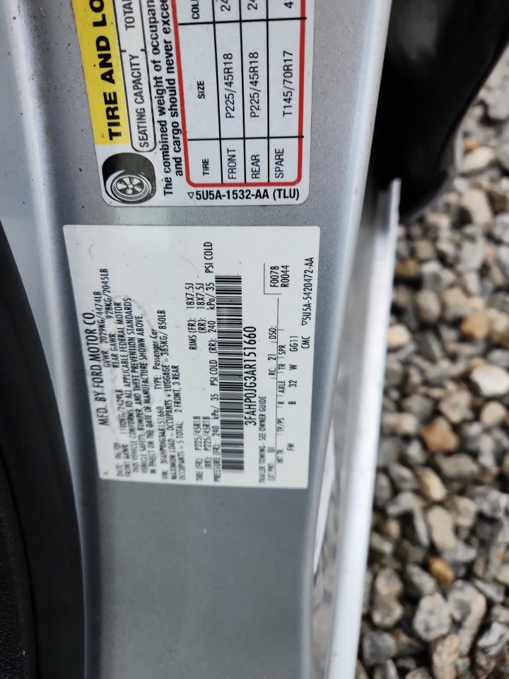 2010 Ford Fusion Sel VIN: 3FAHP0JG3AR151660 Lot: 91874455