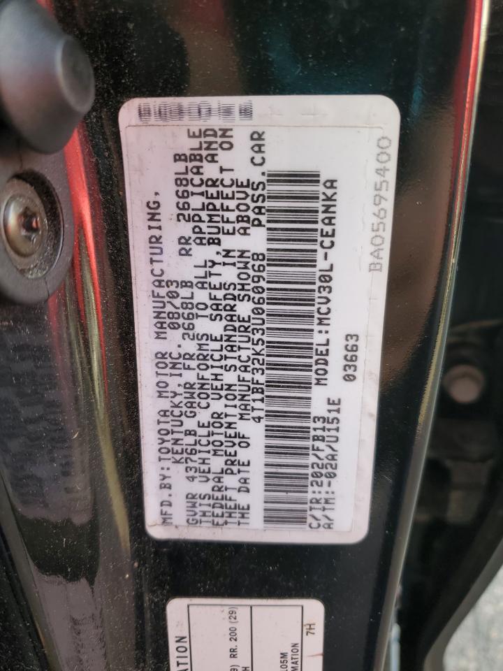 2003 Toyota Camry Le VIN: 4T1BF32K53U060968 Lot: 93354405