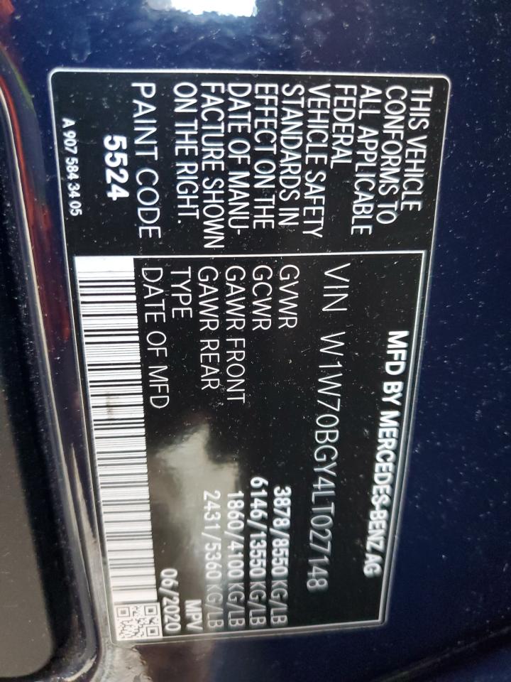 2020 Mercedes-Benz Sprinter 1500 VIN: W1W70BGY4LT027148 Lot: 84033385