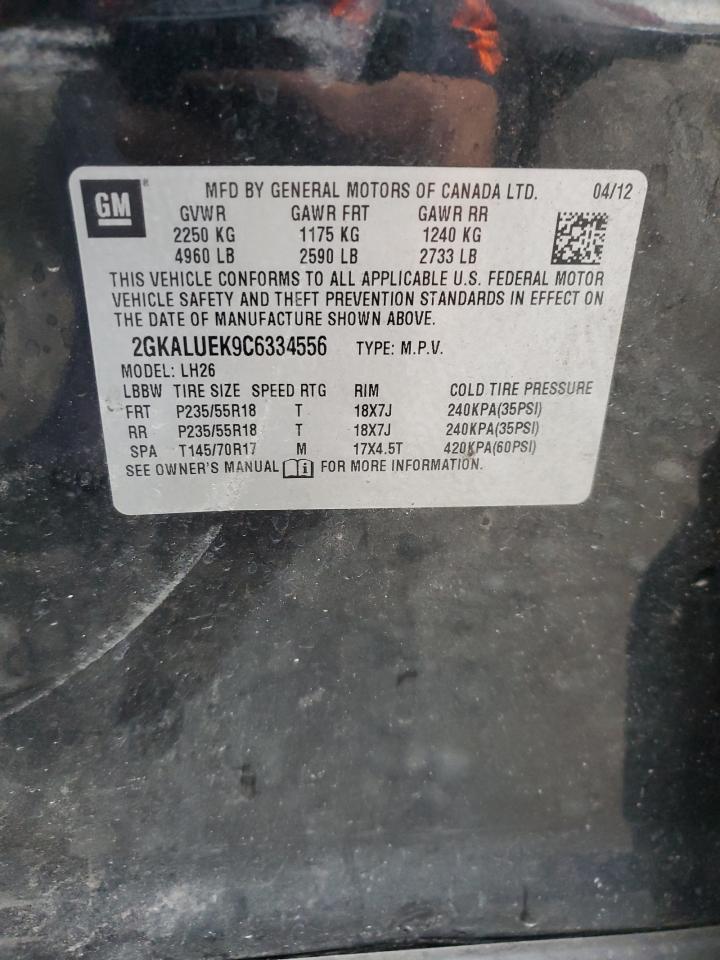 2012 GMC Terrain Slt VIN: 2GKALUEK9C6334556 Lot: 92184945