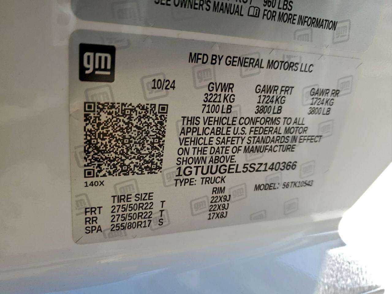 2025 GMC Sierra K1500 Denali VIN: 1GTUUGEL5SZ140366 Lot: 94070705