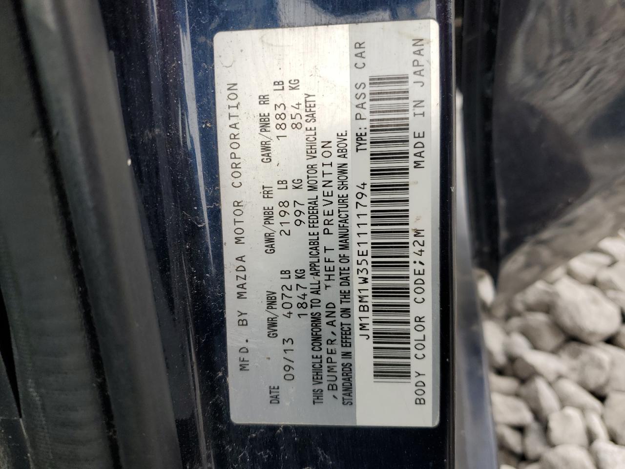 2014 Mazda 3 Grand Touring VIN: JM1BM1W35E1111794 Lot: 93147125