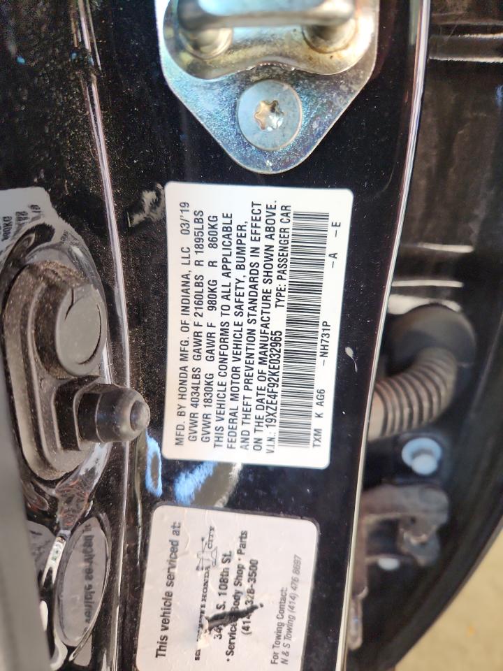 2019 Honda Insight Touring VIN: 19XZE4F92KE032965 Lot: 92010485