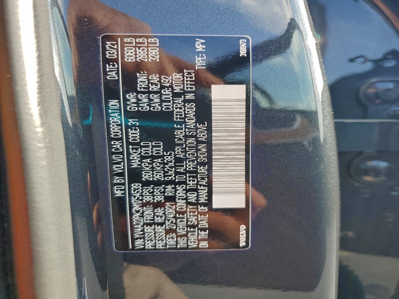 2021 Volvo Xc90 T6 Momentum VIN: YV4A22PK3M1754539 Lot: 91913285