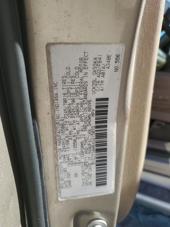 2004 Toyota Sequoia Sr5 VIN: 5TDZT34A64S215033 Lot: 93193325