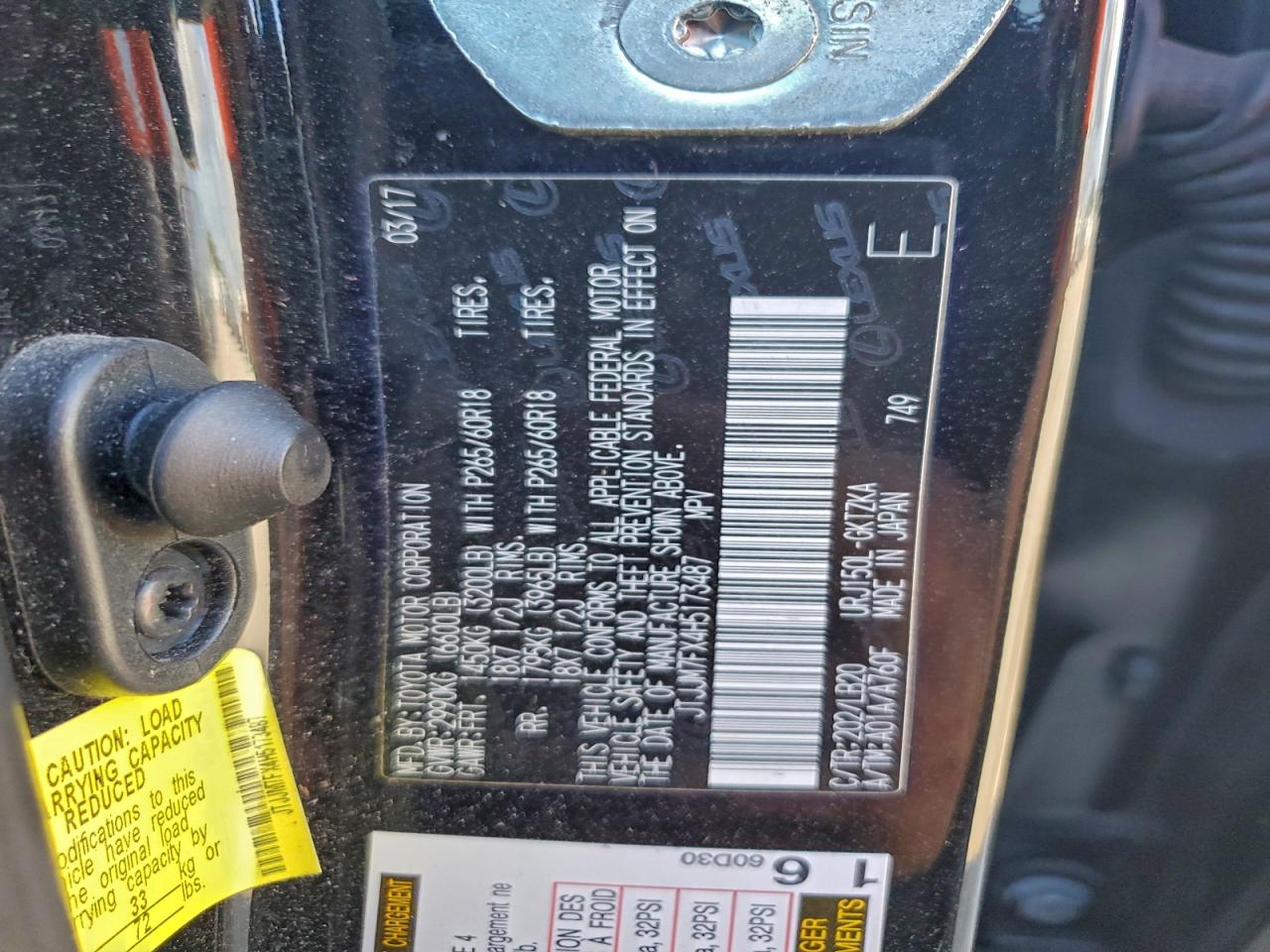 2017 Lexus Gx 460 Premium VIN: JTJJM7FX4H5173487 Lot: 93777745