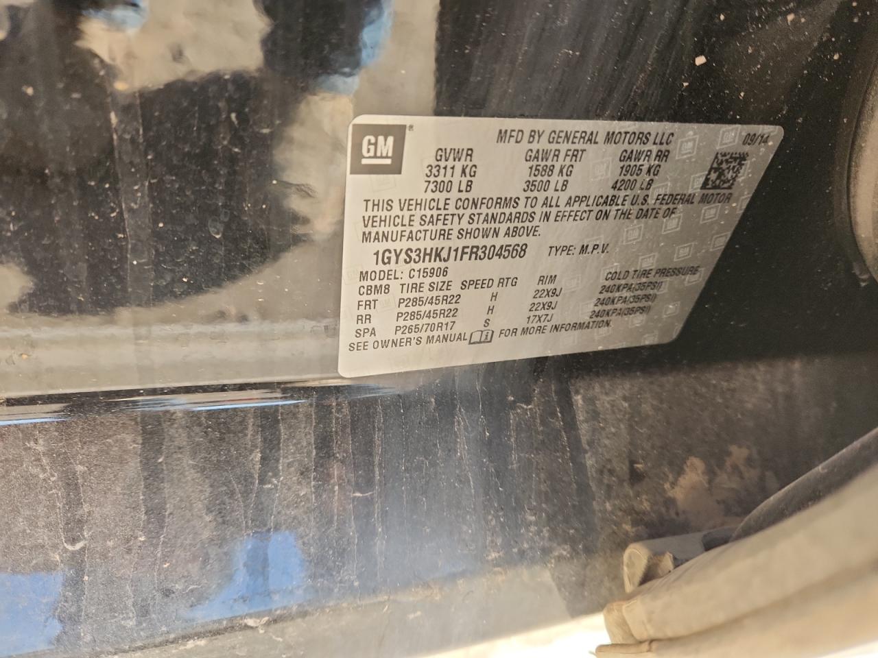 2015 Cadillac Escalade Esv Luxury VIN: 1GYS3HKJ1FR304568 Lot: 92714825