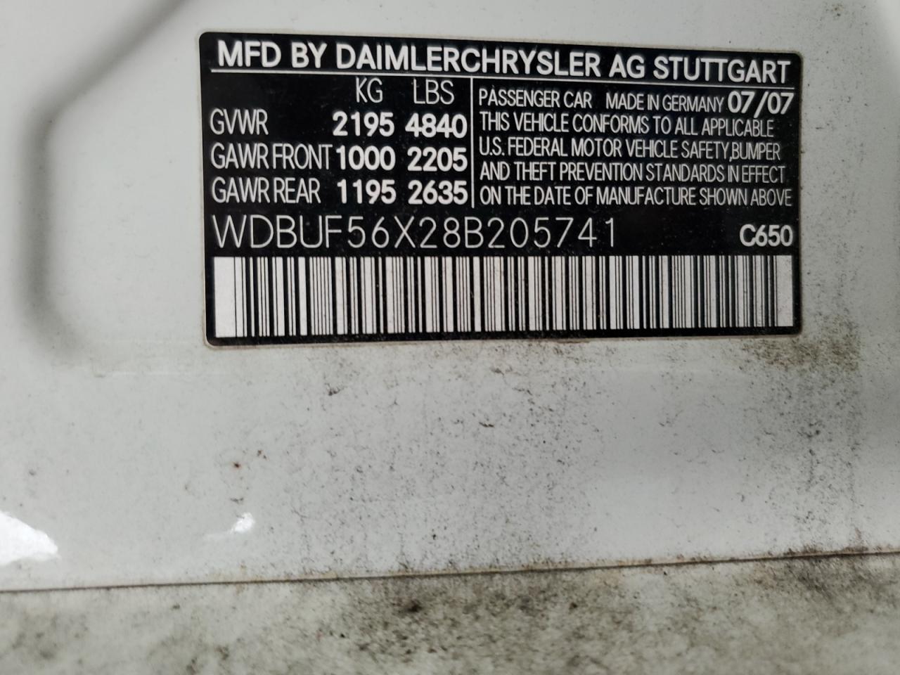 2008 Mercedes-Benz E 350 VIN: WDBUF56X28B205741 Lot: 92254525