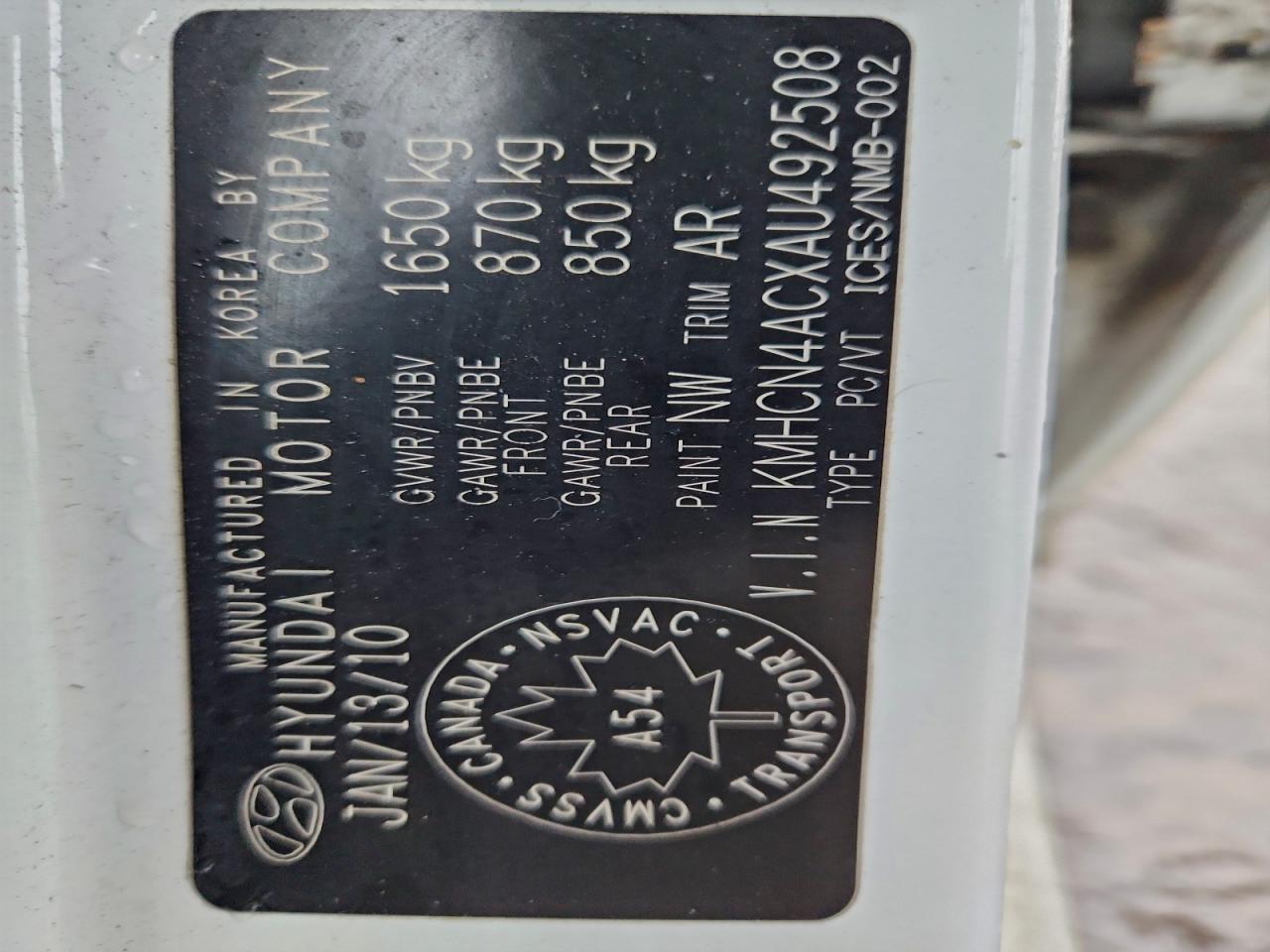 2010 Hyundai Accent Gls VIN: KMHCN4ACXAU492508 Lot: 94544015