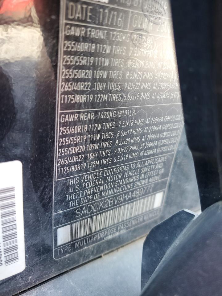 2017 Jaguar F-Pace Prestige VIN: SADCK2BV9HA489777 Lot: 91259615