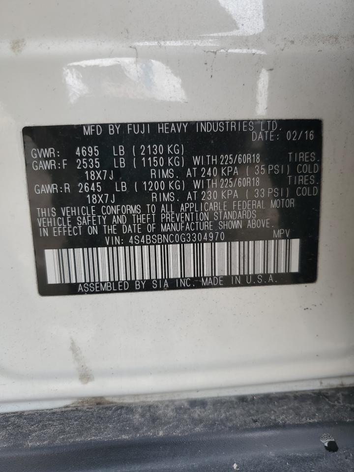 2016 Subaru Outback 2.5I Limited VIN: 4S4BSBNC0G3304970 Lot: 93705425