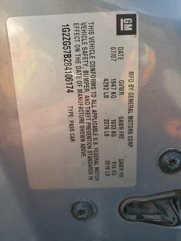 2008 Pontiac G6 Base VIN: 1G2ZG57B284106174 Lot: 91280855