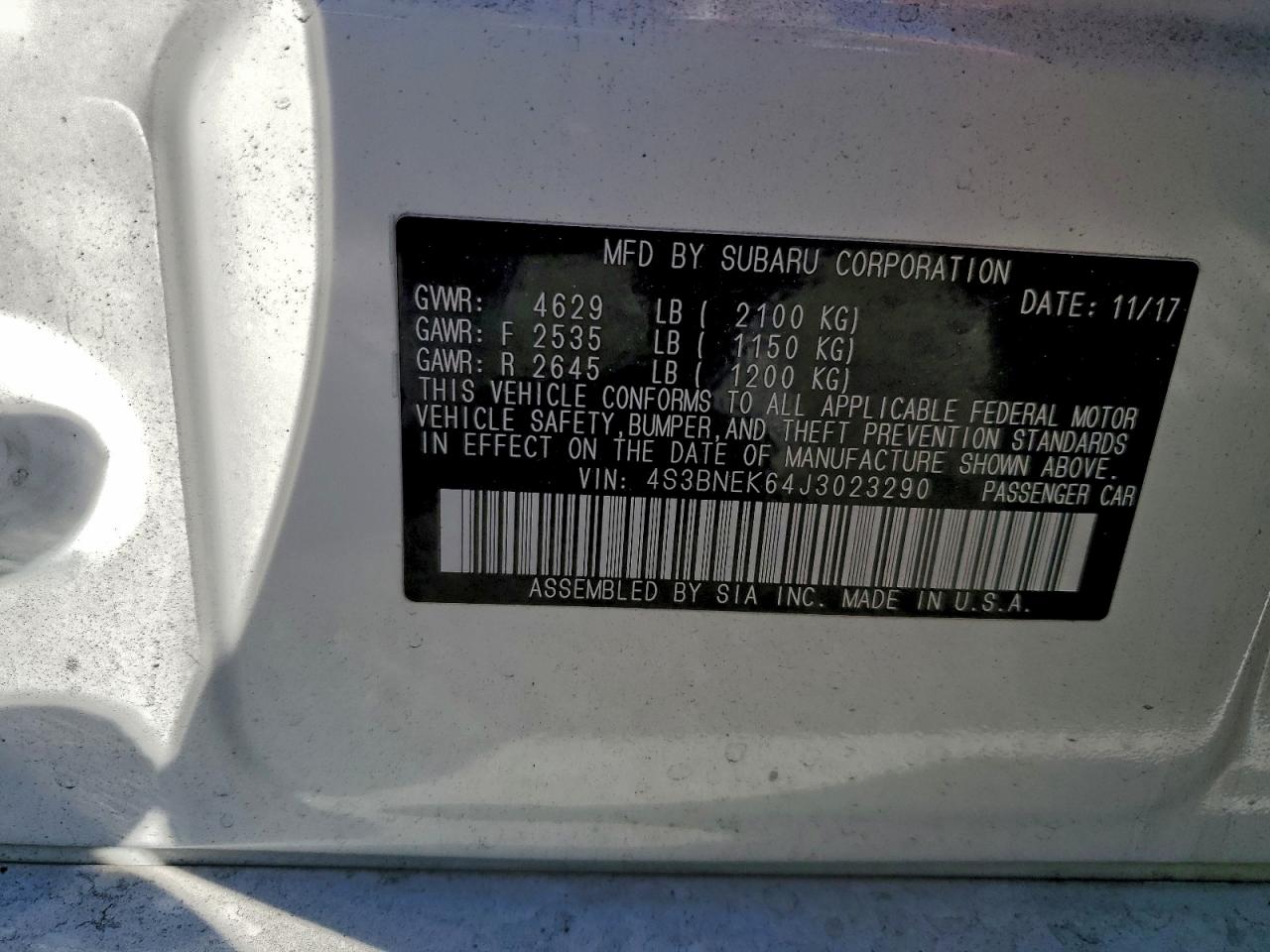 2018 Subaru Legacy 3.6R Limited VIN: 4S3BNEK64J3023290 Lot: 94168755