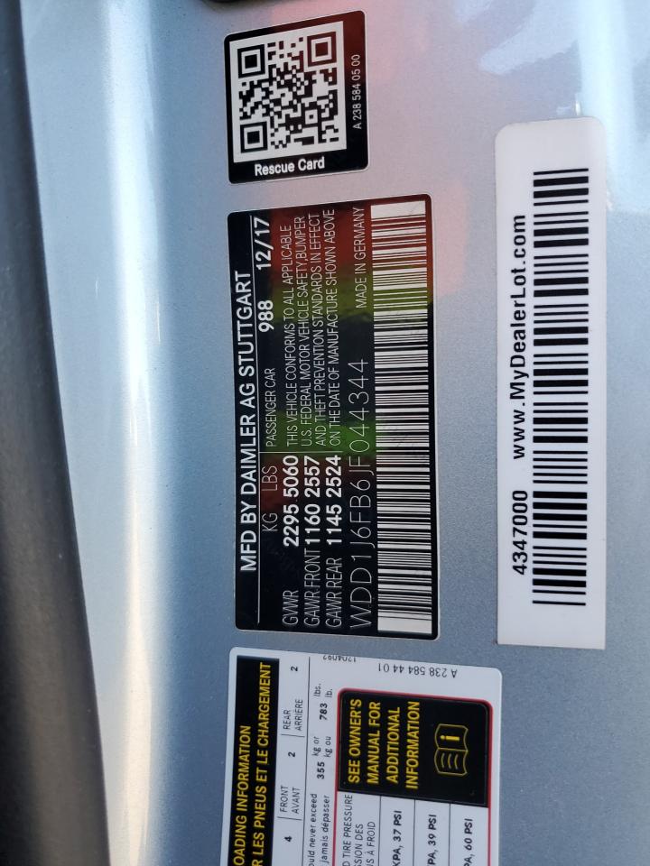 2018 Mercedes-Benz E 400 VIN: WDD1J6FB6JF044344 Lot: 90789975