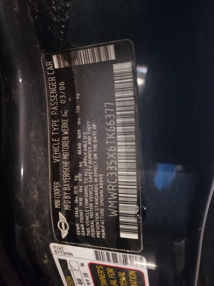 2006 Mini Cooper VIN: WMWRC335X6TK66377 Lot: 93074605