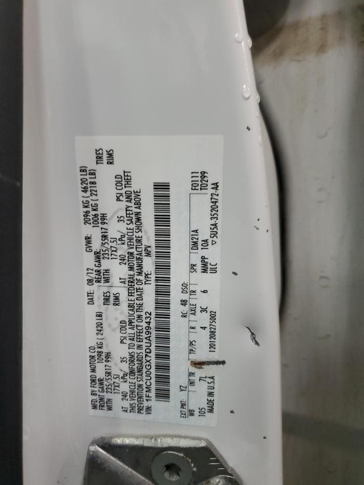 2013 Ford Escape Se VIN: 1FMCU0GX7DUA99432 Lot: 91214885