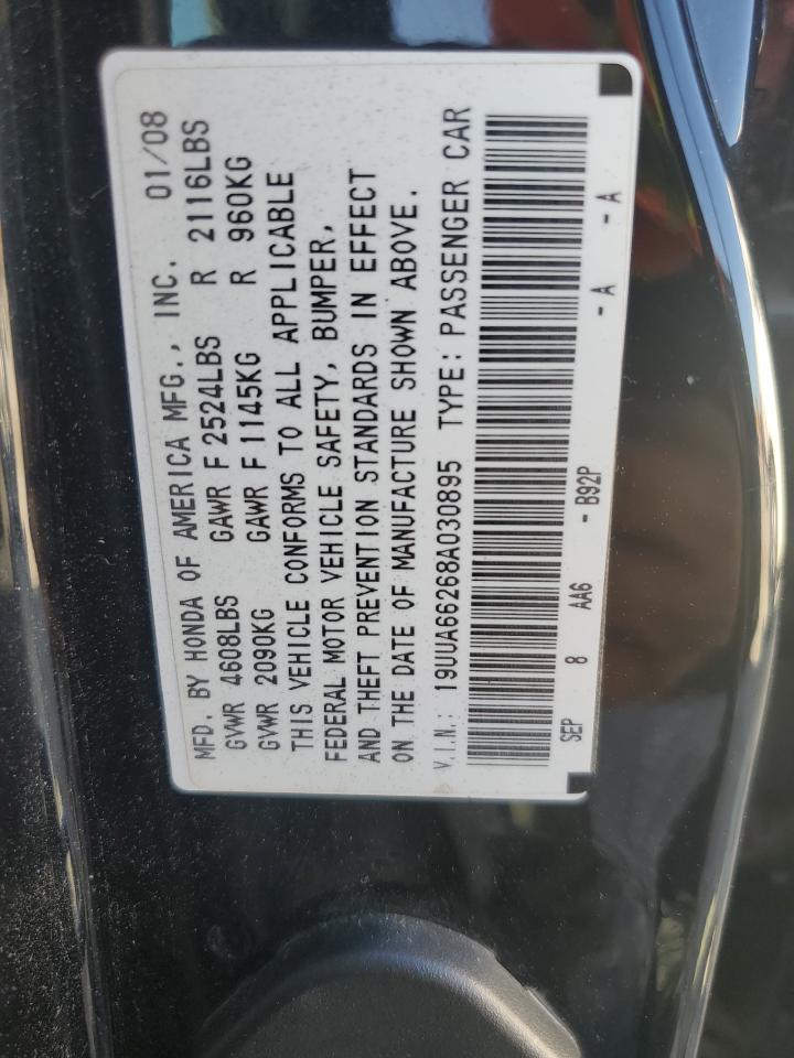 2008 Acura Tl VIN: 19UUA66268A030895 Lot: 92453845