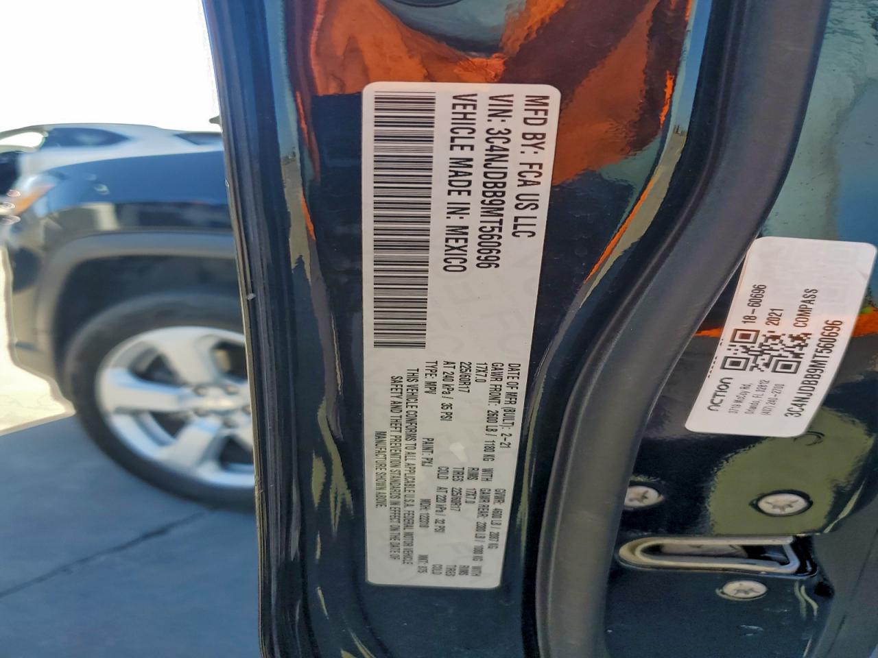 2021 Jeep Compass Latitude VIN: 3C4NJDBB9MT560696 Lot: 90951955