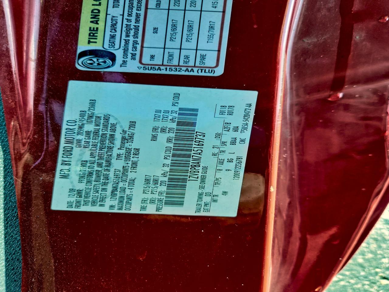 2010 Ford Mustang VIN: 1ZVBP8AN7A5169737 Lot: 94334235