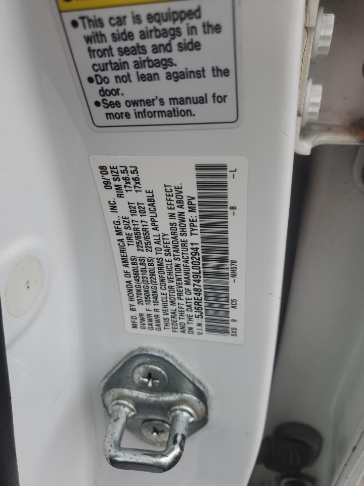 2009 Honda Cr-V Exl VIN: 5J6RE48749L002941 Lot: 93418495