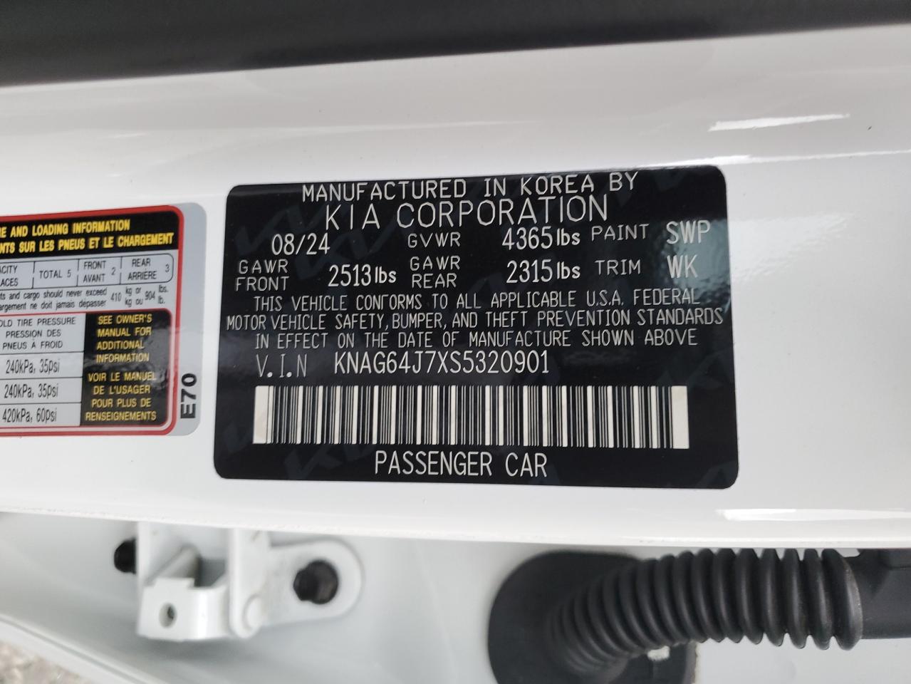 2025 Kia K5 Gt Line VIN: KNAG64J7XS5320901 Lot: 93518555