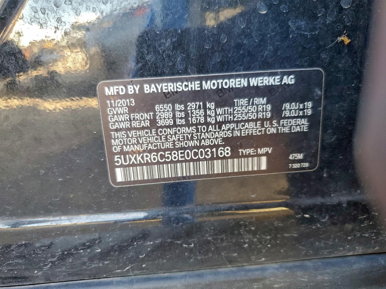2014 BMW X5 xDrive50I VIN: 5UXKR6C58E0C03168 Lot: 94891665