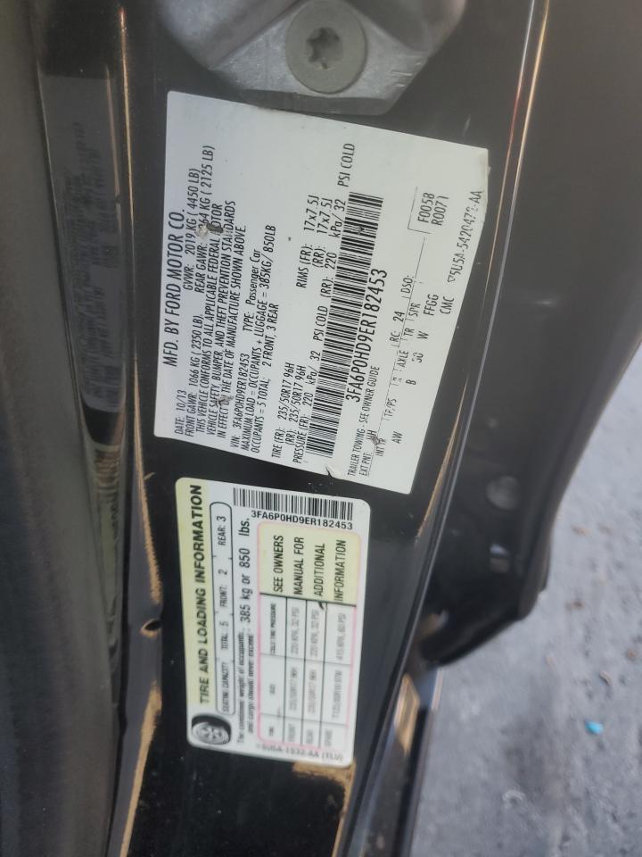 2014 Ford Fusion Se VIN: 3FA6P0HD9ER182453 Lot: 92588745