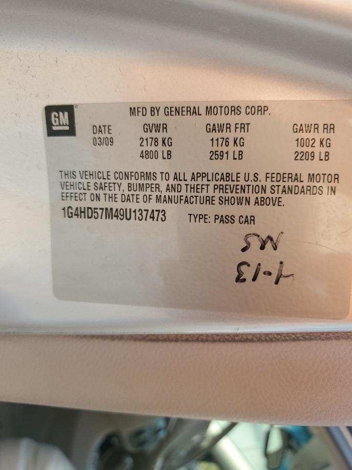 2009 Buick Lucerne Cxl VIN: 1G4HD57M49U137473 Lot: 93730835