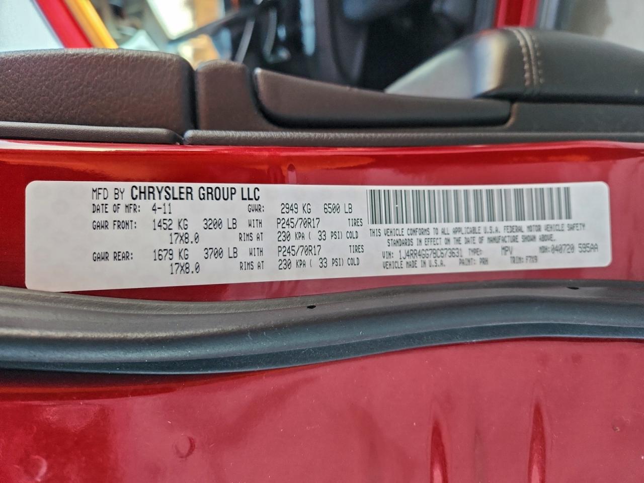 2011 Jeep Grand Cherokee Laredo VIN: 1J4RR4GG7BC673631 Lot: 93540885