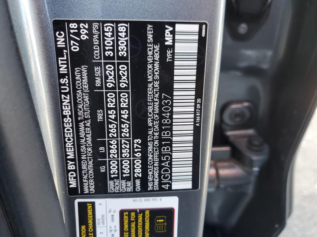 2018 Mercedes-Benz Gle 350 VIN: 4JGDA5JB1JB184037 Lot: 91311305