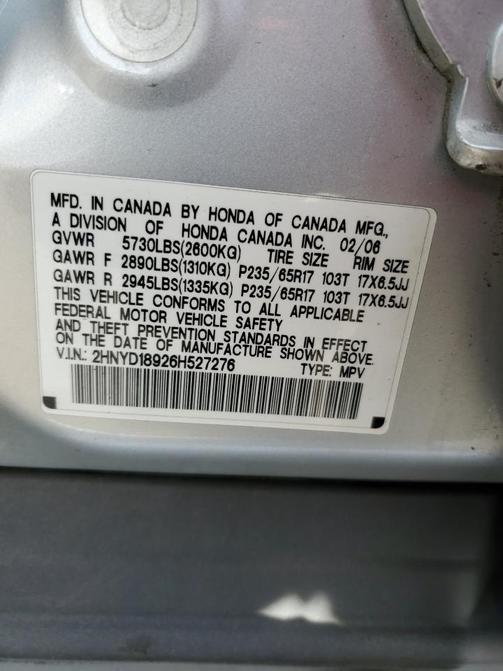 2006 Acura Mdx Touring VIN: 2HNYD18926H527276 Lot: 93670715
