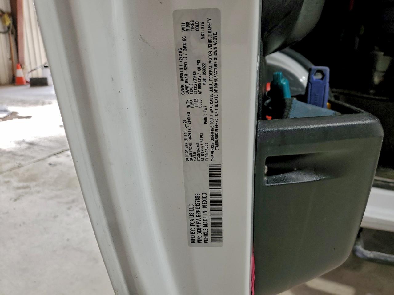 2024 Ram Promaster 3500 3500 High VIN: 3C6MRVJG2RE127859 Lot: 93750635