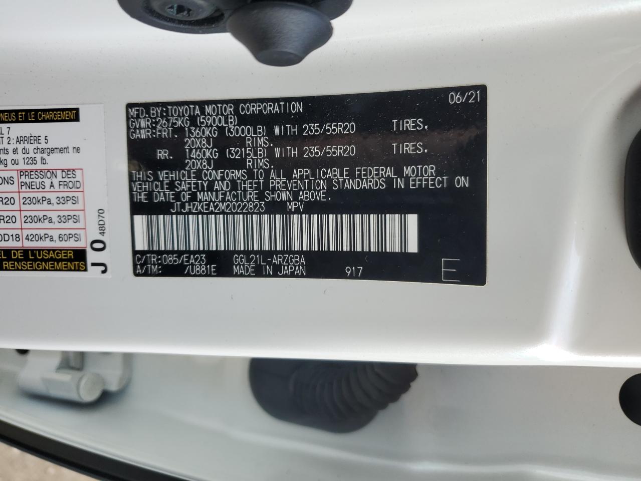 2021 Lexus Rx 350 L VIN: JTJHZKEA2M2022823 Lot: 91640855