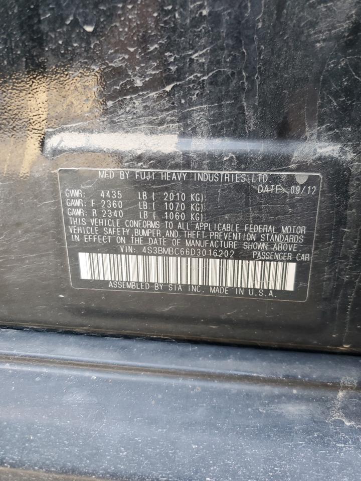 2013 Subaru Legacy 2.5I Premium VIN: 4S3BMBC66D3016202 Lot: 92641365
