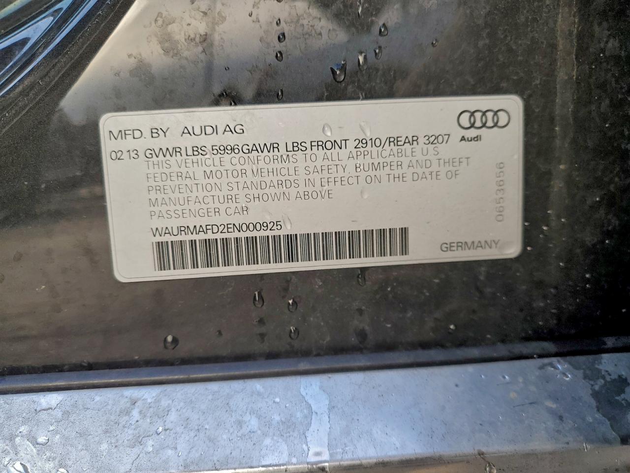 2014 Audi A8 L Tdi Quattro VIN: WAURMAFD2EN000925 Lot: 94174215