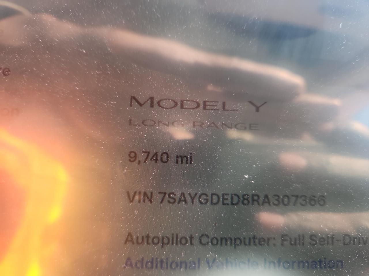 2024 Tesla Model Y VIN: 7SAYGDED8RA307366 Lot: 92084915