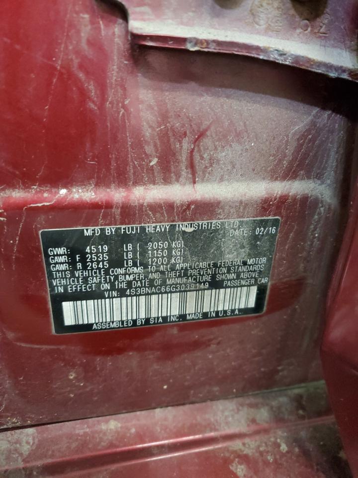 2016 Subaru Legacy 2.5I Premium VIN: 4S3BNAC66G3039149 Lot: 93082825