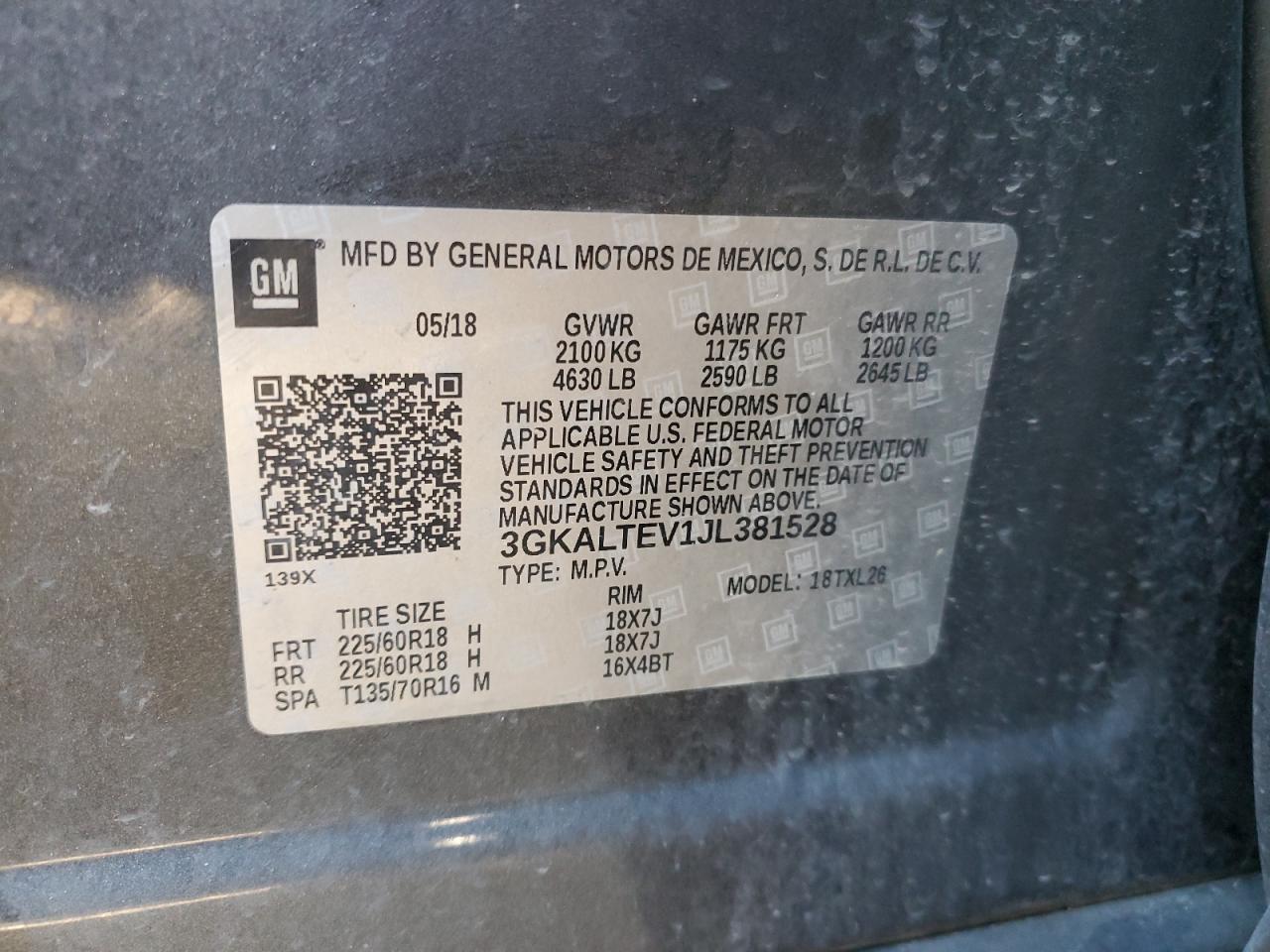 2018 GMC Terrain Sle VIN: 3GKALTEV1JL381528 Lot: 92415305